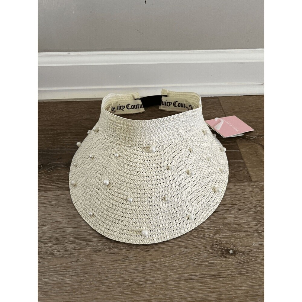 Juicy Couture Womens Straw Hat Pearl Detail OSFA New W/ Tags